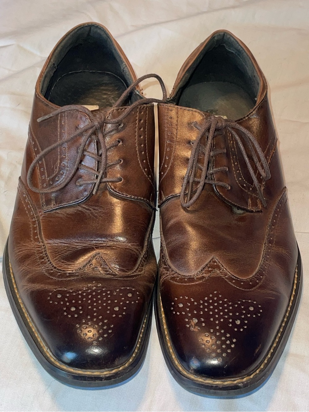Joseph Abboud Brown Leather Wingtip Oxfords